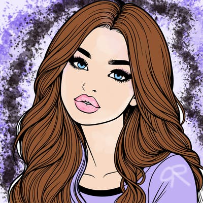 realistic girl with hair on her hair and lips