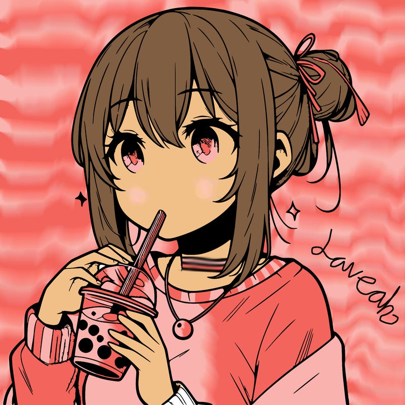 manga character drinking boba