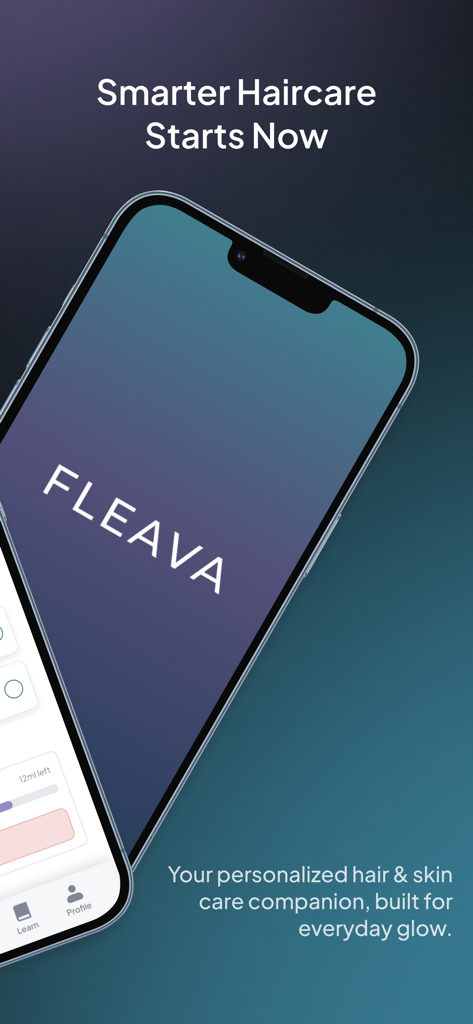 Fleava: Hair Health for Men - Fleava hair health app welcome screen with the slogan Smarter Haircare Starts Now.