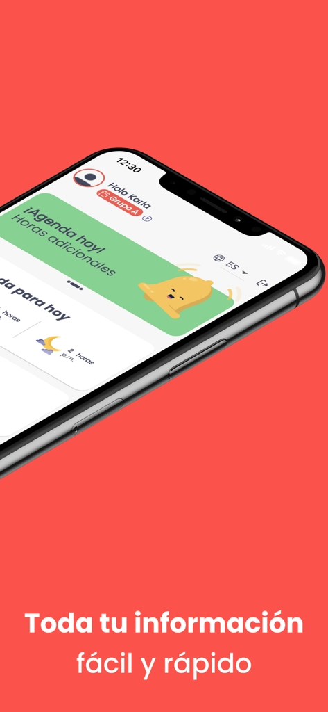 UbyCall - UbyCall app dashboard on a smartphone showing work schedule and user information in Spanish