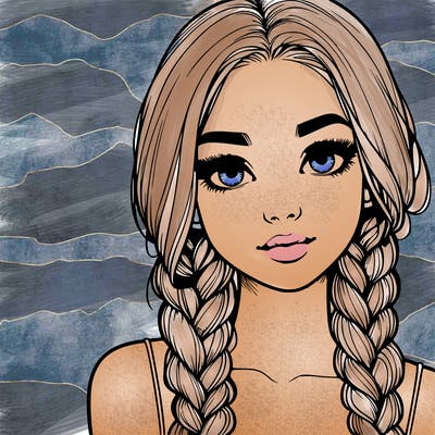 realistic girl with braids