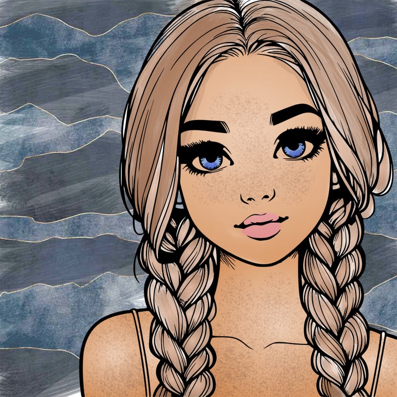 realistic girl with braids