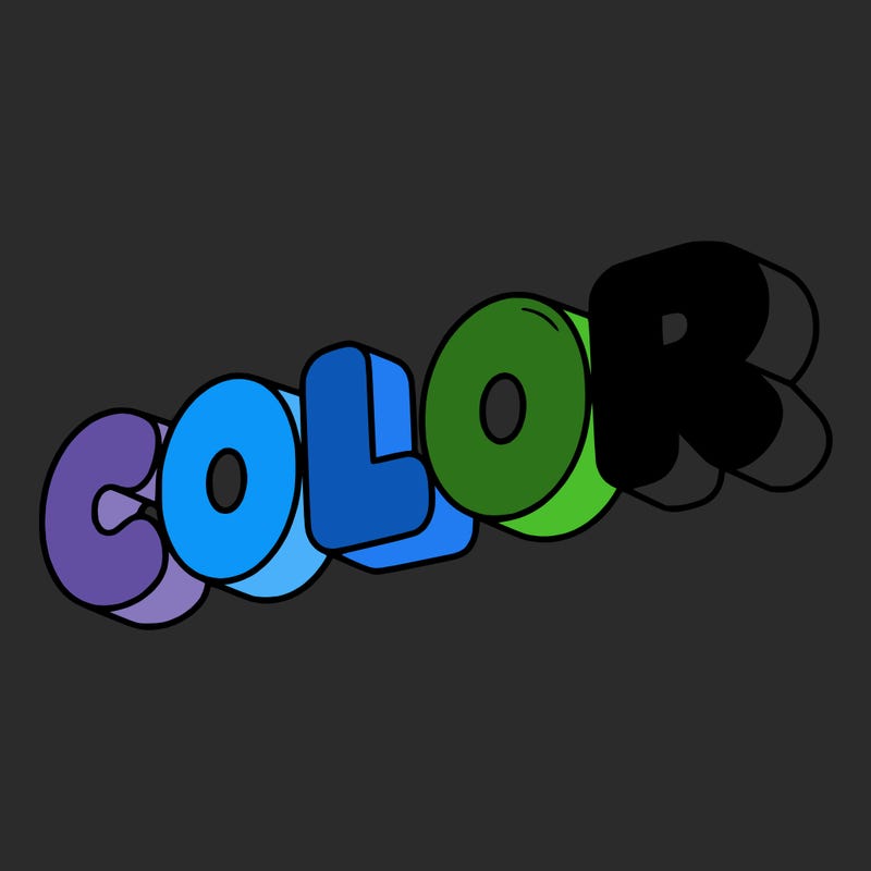 a sign that says color in bubble writing