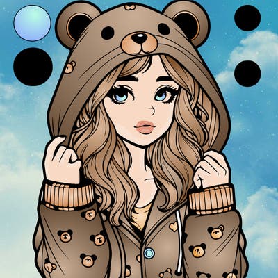 realistic girl in a animal pjs hoodie