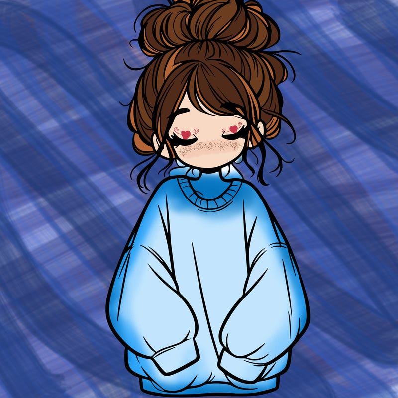 girl with baggy sweatshirt and messy bun