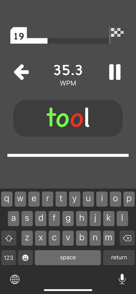 Type Flash - typing game - Typing speed test interface in Type Flash showing real-time WPM and word accuracy feedback.