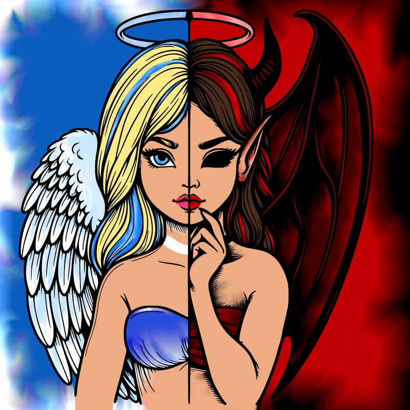 realistic angel half demon