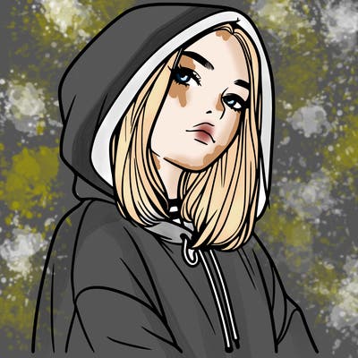 a realistic girl in a hoodie