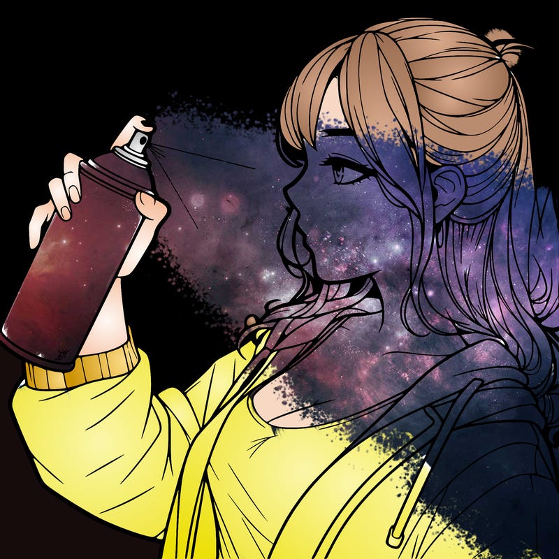 a realistic girl spray, painting