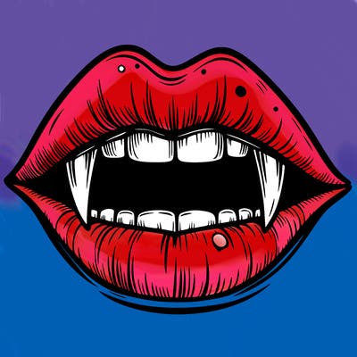 lips with vampire teeth