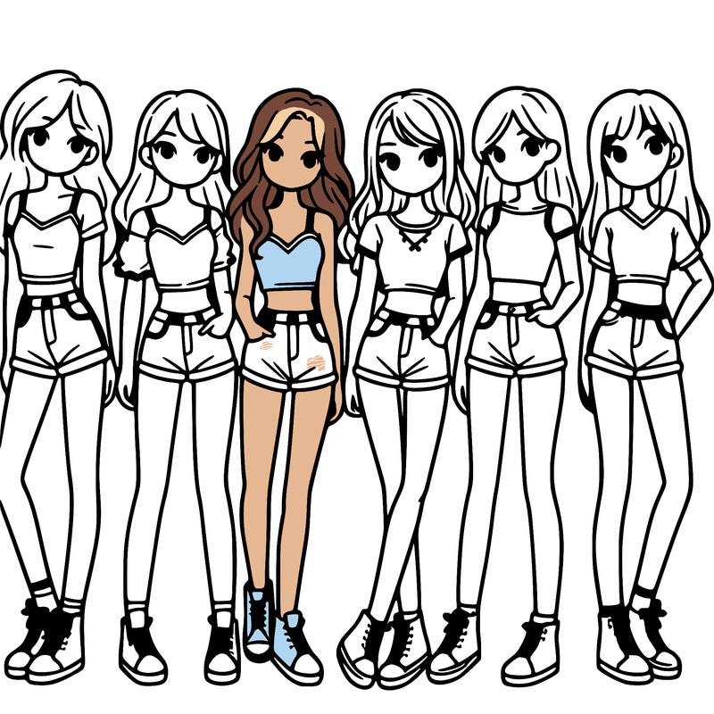 a group of girls wearing crop tops and shorts