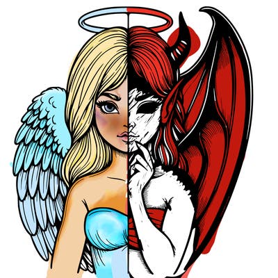 realistic angel half demon