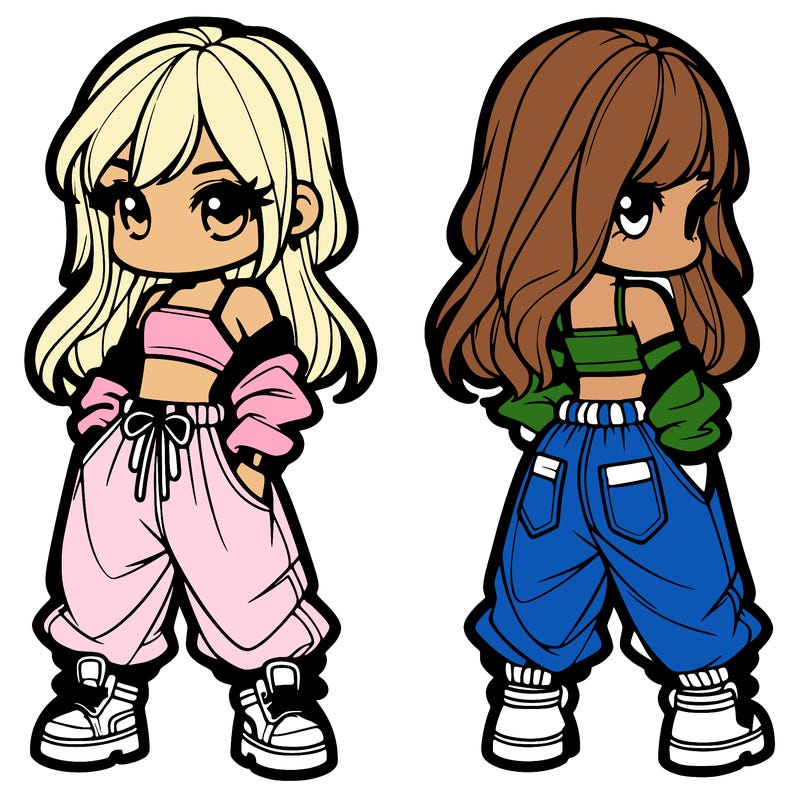 girl in crop top and baggy pants