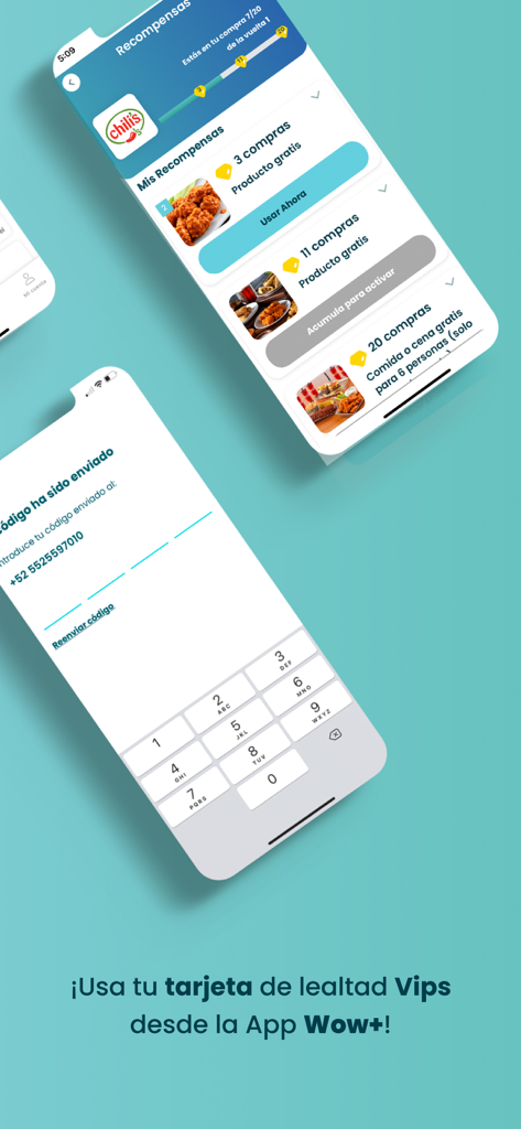 Wow+: ofertas en restaurantes - Interfaz de la app Wow Plus mostrando recompensas de lealtad de restaurantes y verificación de cuenta.