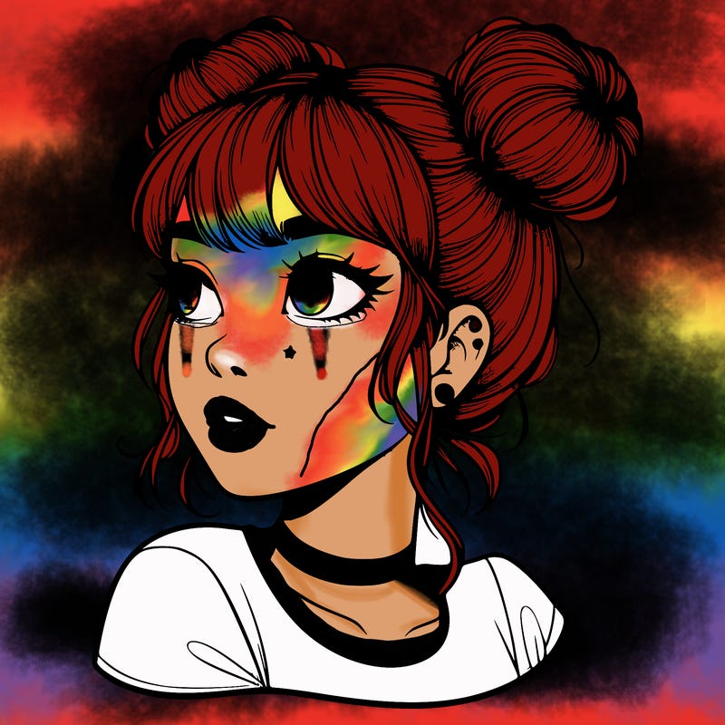 realistic girl with spacebuns