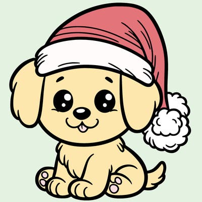 cute puppy with santa hat