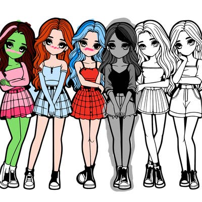 a group of girls realistic