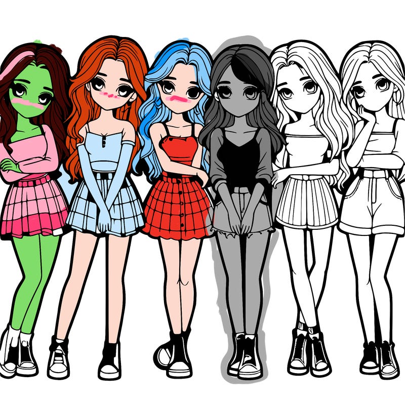 a group of girls realistic