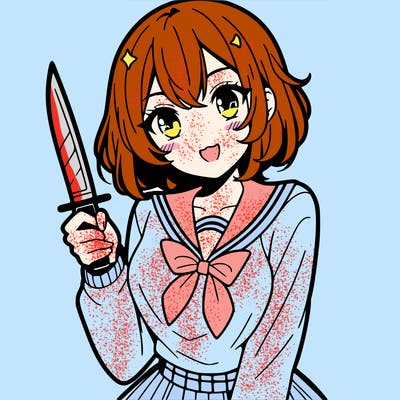 anime girl with a knife
