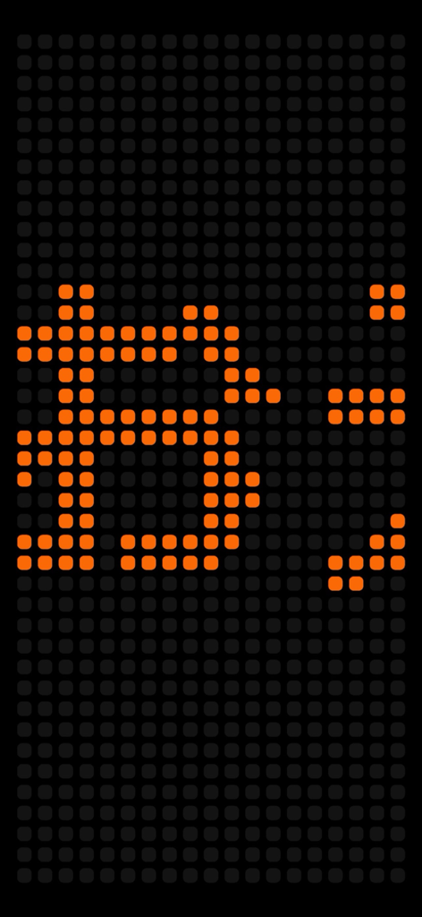 LED Board Plus - A digital LED display showing scrolling orange text on a black grid background.