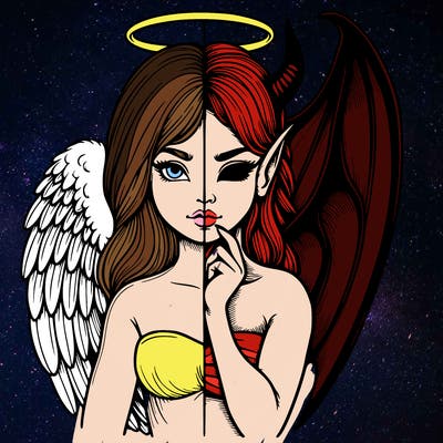 realistic angel half demon