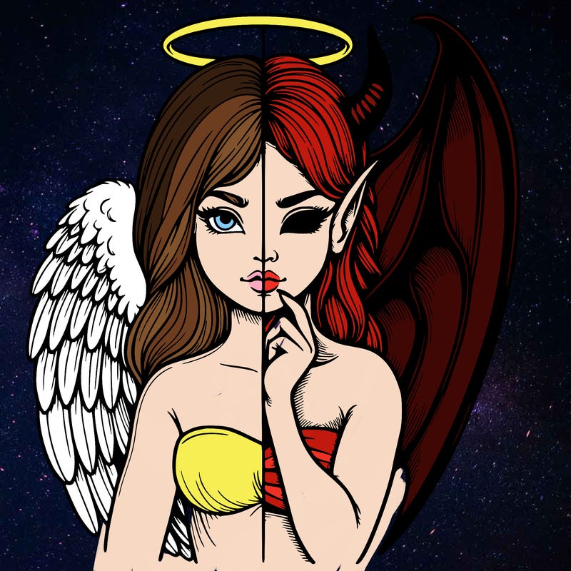 realistic angel half demon