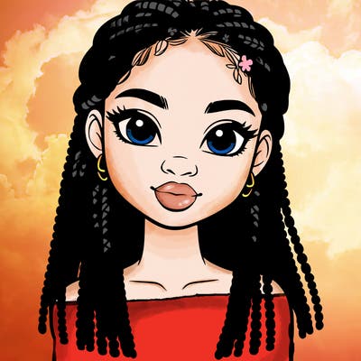a realistic black girl with braids
