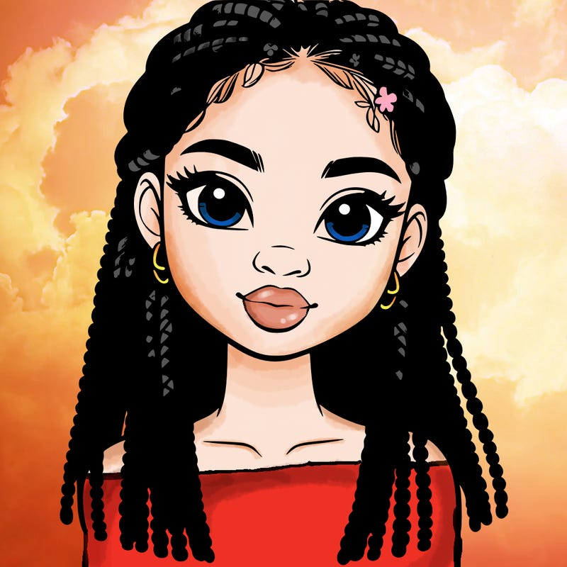 a realistic black girl with braids