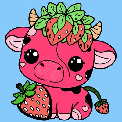 cute strawberry cow