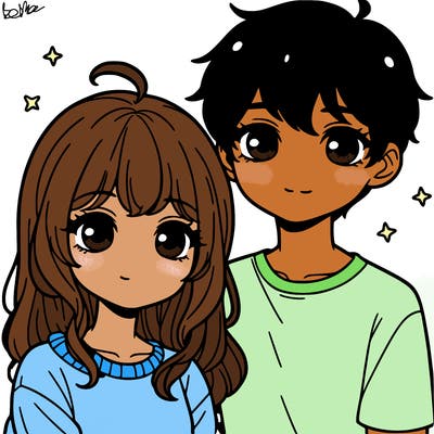 cute anime with freckles couple
