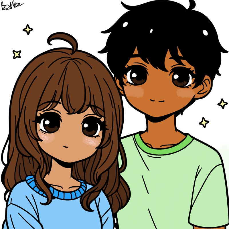 cute anime with freckles couple