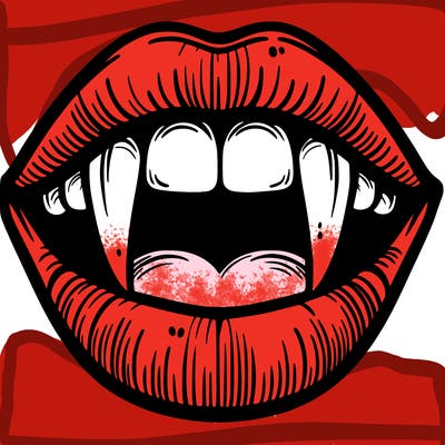 lips with vampire teeth