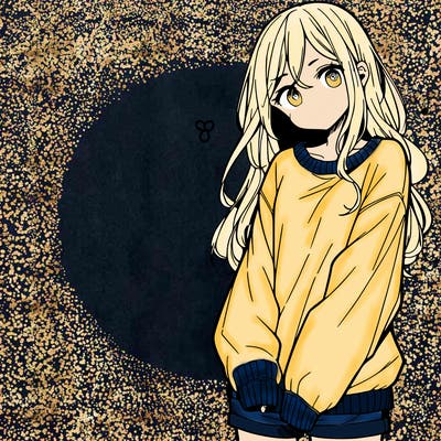 manga teen girl  in a sweater and baggy pants