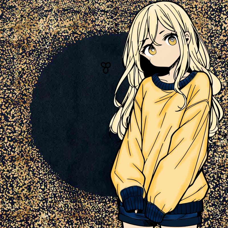 manga teen girl  in a sweater and baggy pants