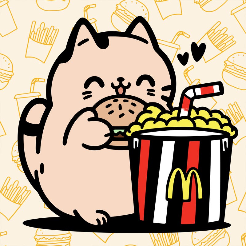 cat eating macdonalds