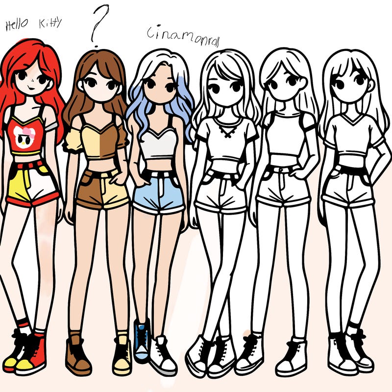 a group of girls wearing crop tops and shorts