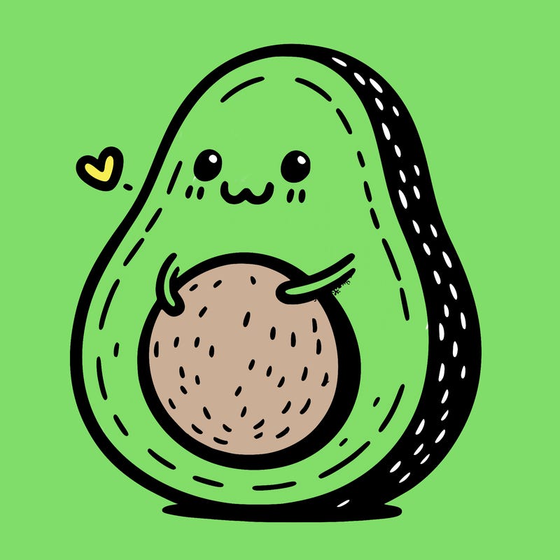 an avocado hugging an avocado