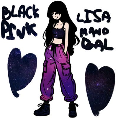 girl in baggy pants crop top and long hair