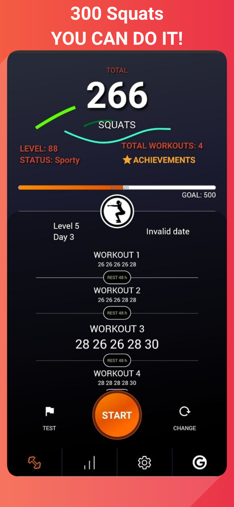 300 Squats workout BeStronger | Your 0 to 300 Squats Home Program