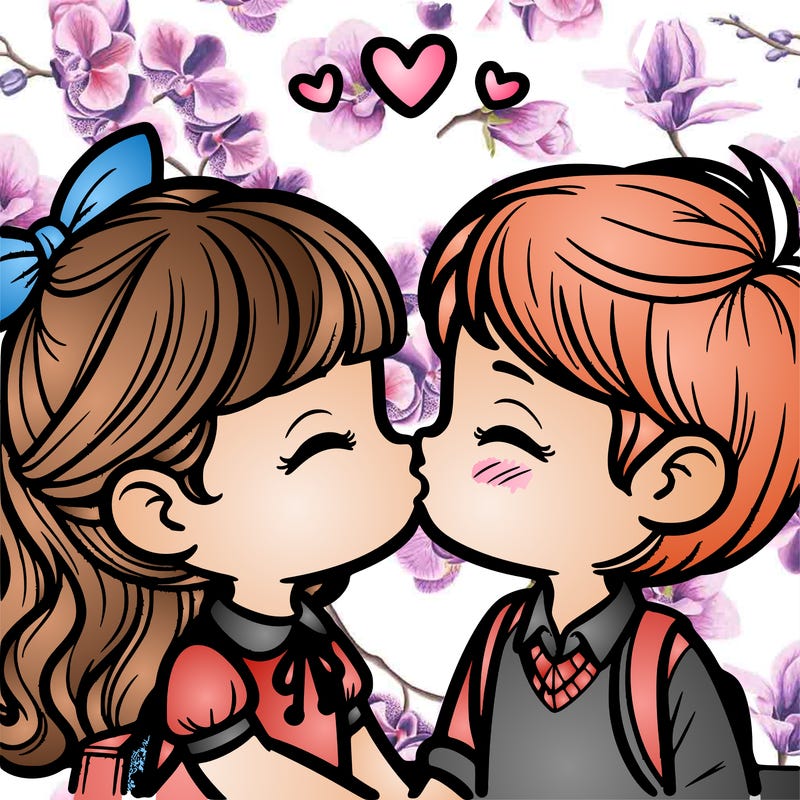boy and girl kissing