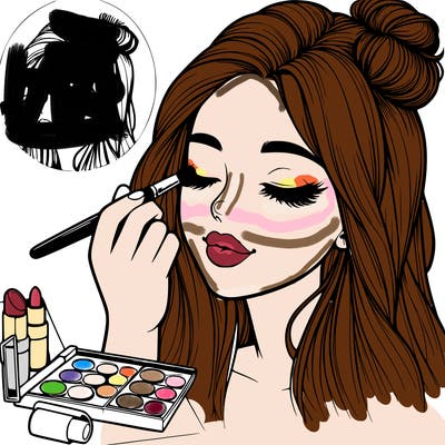 realistic girl doing makeup