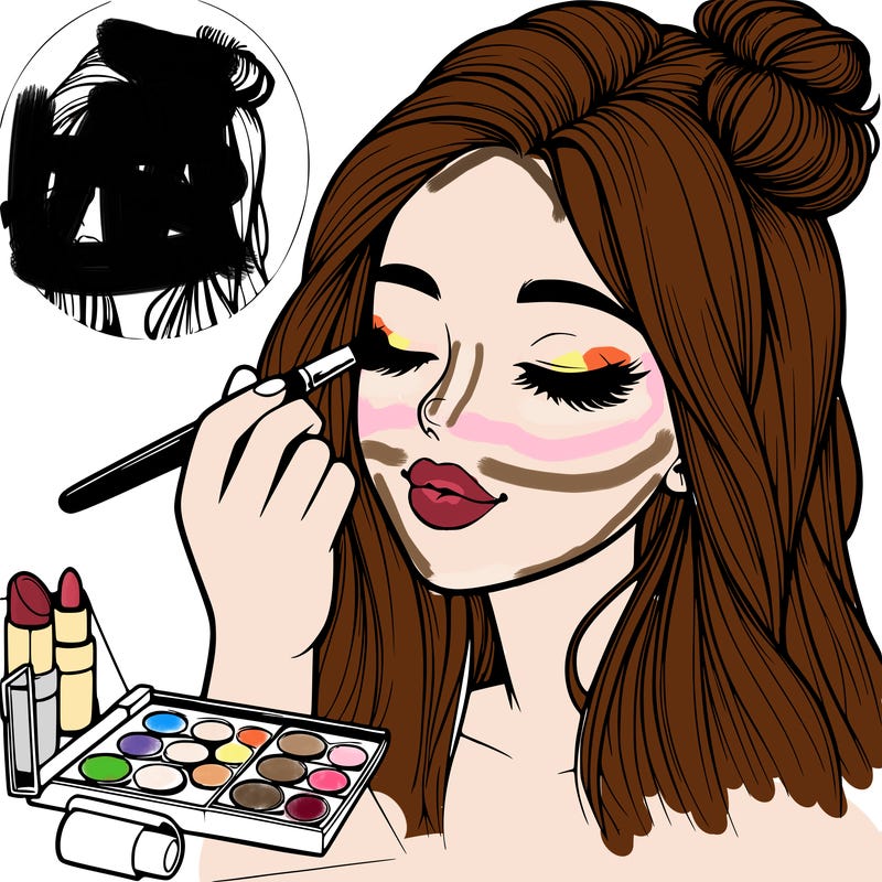 realistic girl doing makeup