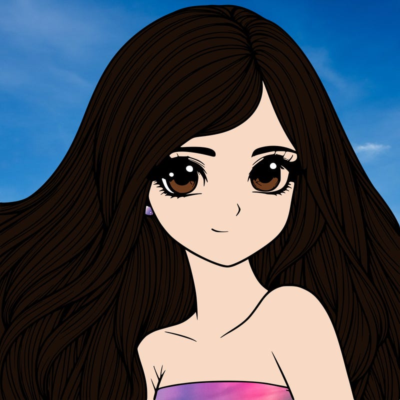 realistic girl pretty long hair