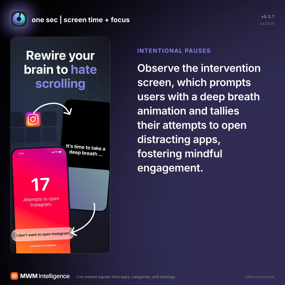 one sec | screen time + focus - Productivity App | MWM