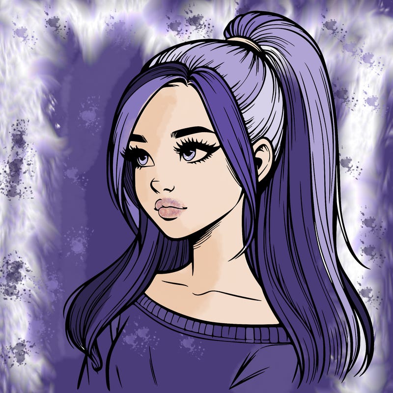 realistic girl with a high ponytail