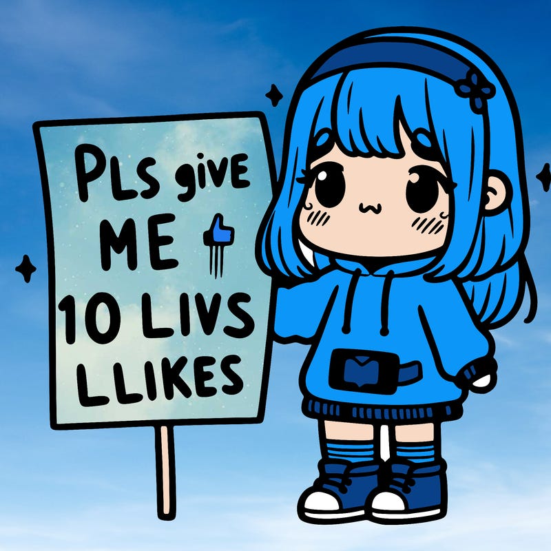 girl holding sign that says pls give me 10 likes