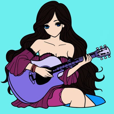 beautiful girl playing the guitar