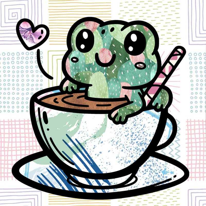 cute frog in a tea cup