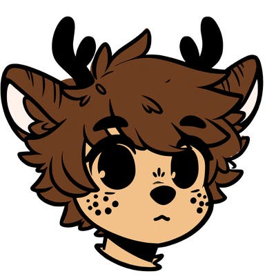 a humanoid deer with soft fluffy ears