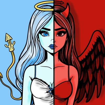 devil vs angel realistic girl